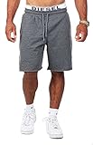 Young & Rich Herren Basic Sweatshorts Freizeit Fitness Kurze Jogging Hose Regular Fit Vintage Look 301-S, Grösse:XL, Farbe:Dunkelgrau - Melang