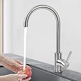 ANVAVA Küchenarmatur Hochdruck, Premium Edelstahl Waschtischarmatur 360° Drehung Mischbatterie mit Keramikkartusche für Bad Waschtisch Küche, Spültischarmatur mit Hoher Auslauf (258mm), Gebü