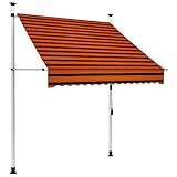 Catherinol Einziehbare Markise Handbetrieben, UV-beständig & höhenverstellbar, Klemmmarkise 150 cm Orange und B