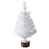 GREENSTORE Künstlicher weißer Mini-Weihnachtsbaum für den Schreibtisch, 39,9 cm, kleiner Weihnachtsbaum aus Kiefernholz für den Innenbereich, Tischdekoration, Dekoration für Feiertage, Z