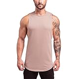 Trägershirts Herren Modern Rundhals Einfarbig Loose-Fit Herren Sportshirt Basic Casual Komfortabel Ärmellos T-Shirt Urban Outdoor Sport Herren Tank Top E-Pink L