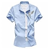Hemd Herren Sommer Mode Strickjacke Slim Fit Modern Herren Shirt Modern Trend Druck Herren Kurzarm Täglich Casual Urlaub All-Match Herren F