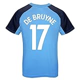 Manchester City FC - Jungen Trainingstrikot aus Polyester - Offizielles Merchandise - Geschenk für Fußballfans - Himmelblau - Wappen - De Bruyne 17-10-11 J