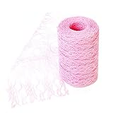 WAKNOER Tischläufer Rosa 15cm / 22 Meter Blumenspitze Tischläufer Hochzeit Kommunion Dekoration, Geschenkverpackung, Weihnachtsdekoration (Rosa)