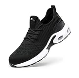 Nasogetch Arbeitsschuhe Herren Damen Sicherheitsschuhe Leicht Schutzschuhe Stahlkappenschuhe Atmungsaktiv Sportlich mit Stahlkappe 708 Schwarz 44 270 B