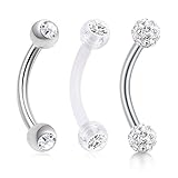 MODRSA 16G Curved Barbell Piercing Rook Helix Piercing Augenbrauen Bauchnabel Piercing Ring Lippenpiercing 3 Stück