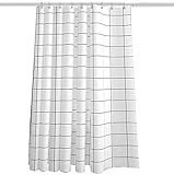 PEVA-Duschvorhänge, wasserdicht, schimmelresistent, schwarz-weiß, Gitterverdickte Trennwand, extralang, Duschvorhänge für Badezimmer (200 x 180 cm)
