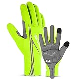 HIKENTURE Fahrradhandschuhe Herren Damen, MTB Fahrrad Handschuhe Männer Vollfinger Sommer, Gel Rennrad Mountainbike Motocross Downhill Handschuhe Lang, Fahrrad Touchscreen Handschuhe -D4-Yellow-XXL
