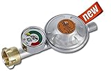 Unbekannt Gasschlauch Druckminderer Regler Manometer 50mbar Propangasschlauch 3 Größen (Regler mit Manometer)