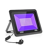 Eleganted 100W LED Schwarzlicht Strahler, UV Fluter IP66 Wasserdicht, Schwarzlichtlampe mit Stecker, Fluoreszenz Blacklight, UV Scheinwerfer Beleuchtung Lampe für Party, Bar, Aquarium, Neonfarb