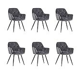 JaHECOME Sessel Esszimmerstuhl aus Stoff (Samt) Wohnzimmerstuhl Farbauswahl Retro Design Armlehnstuhl Stuhl mit Rückenlehne Sessel Metallbeine Schwarz… (Gray, 6)