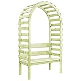 vidaXL Kiefernholz Imprägniert Gartenpergola mit Bank Sitzbank Gartenbogen Rosenbogen Rankgitter Rankhilfe Rosenhilfe Spalier 130x60x230