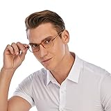 DOOViC Blaulichtfilter Computer Lesebrille Braun Schildkröte/Eckig Rahmen Leichte Brille/Lesehilfe/Sehhilfe mit Stärke für Herren 1,5