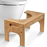 Todeco Toilettenhocker Bambus, Höhenverstellbarer Tritthocker 17-24cm, Rutschfester WC Hocker für Erwachsene & Kinder, Toilettenhilfe für Badezimmer, Naturfarb