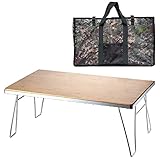 Nye Multifunktionaler Klapptisch, tragbarer Holzkohlegrill, mit Aufbewahrungstasche und Bambus-Board-Tischplatte, geeignet für Picknick, Terrasse, Camping, R