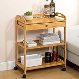 Rollwagen Küchewagen Holz Küche Wagen Mit Schubladen Lagerung Rollen Trolley 3 Tier Organisatoren Regal Regal Mit Rollen Für Badezimmer Küche Büro Bibliothek(Color:B)