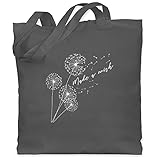 Shirtracer Sprüche Statement mit Spruch - Pusteblume Make a wish Weiß - Unisize - Dunkelgrau - Geschenk - WM101 - Stoffbeutel aus Baumwolle Jutebeutel lange Henk