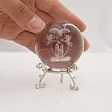 6 cm 3D-Laserkristall-Brautpaar mit Liebe Chrubs Figuren Kristallkugel Briefbeschwerer mit Ständer Basis – 3D-Gravur Kristall Hochzeitsgeschenk Heimdek