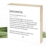 Wunderpixel® Holzbild Definition Lehrerin - 15x15x2cm zum Hinstellen/Aufhängen, echter Fotodruck mit Spruch auf Holz - schwarz-weißes Wand-Bild Aufsteller Zuhause Büro zur Dekoration Geschenk-I