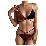 TSPRING Bikini Set Pink Damen Bikini Set Rot Bikini Set RüSchen Bikini Set Rosa Bikini Set Rock L B