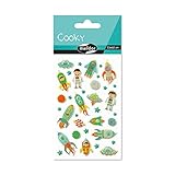 Maildor CY005O Packung mit Stickers Cooky 3D (1 Bogen, 7,5 x 12 cm, ideal zum Dekorieren, Sammeln oder Verschenken, Weltraum) 1 Pack