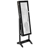 TecTake Luxus Spiegelschmuckschrank mit extra großem Spiegel - Diverse Farben - (Schwarz | Nr. 400765)