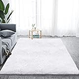 Hochflor Teppich Wohnzimmerteppich, ​Soft Area Rug Schlafzimmer Shaggy Teppich, Shaggy Schlafzimmer Bettvorleger Outdoor Carpet Weiß 200 x 300