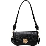 Umhängetasche für Damen Reißverschluss Leder Crossbody Tasche Kleine Schulter Nette Runde Tasche for Frauen (Color : Black, Size : One Size)