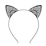 Faletony Katzenohren Haarreif Cat Ohr Headwear Haar Reifen Spangen Cosplay Geburtstagsfeier Make-up-Party Karneval Halloween (Schwarz)