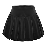 BESPORTBLE Mädchen Sport Tennis Skorts Plissee Shorts Rock hohe Taille Gym Fitness Shorts Rock zum Joggen Jogging Badminton Ping Pong - Größe S (schwarz)
