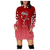 Strickkleid Damen Knielang Winterkleid Weihnachtsmotiv Jumperkleid Slim Fit Weihnachtskleid Mode Vintage Abendkleid Herbstkleid Ballkleid Elegants Tunika Pulloverkleid Minikleid Faltenrock Outw