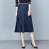 SUNXC Rock Damen Herbst, Hoch taillierter Satin-Plisseerock, dünner Rock in A-Linie-Cyan_One Size,Lang Rock