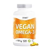 TNT – Vegan Omega 3 Kapseln Hochdosiert • Algenöl mit EPA & DHA ohne Zusätze • Laborgeprüft (120 Kapseln)