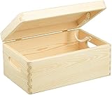 LAUBLUST Große Holzkiste mit Deckel & Griffen - ca. 30 x 20 x 14 cm, Natur, FSC® | Allzweckkiste aus Holz - Aufbewahrungskiste | Bastel- & Geschenkkiste | Spielzeug-Truhe | Erinnerungsbox