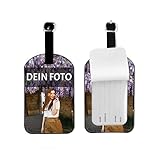Personalisierte Foto Kofferanhänger Koffer, Gepäckanhänger ID Etikett aus Kunstleder, Tags mit Adressschild Namenschild für Reisetasche Koffer Reisezubehör, personalisiertes Fotogeschenk