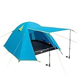 Zelt Camping Zelt Strand Sonnenschutz und Regenschutz 2-3 Personen Doppelschicht im Freien Tragbar for Rucksackfischen (Color : Blue, Size : Double)