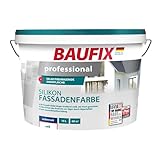 BAUFIX professional Silikon-Fassadenfarbe weiß, 10 Liter, selbstreinigende Fassadenfarbe mit Lotuseffekt, dauerhaft weiß, mit Anti-Grün Algenschutz, atmungsak