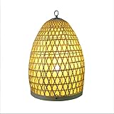 CHRDW Retro Kreative Stehlampe Handgewebte Bambus Pendelleuchte Rattan Hängeleuchte, Lampenschirm E27 Laterne Pendelleuchte, Restaurant Schlafzimmer W