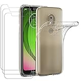 ivoler Hülle für Motorola Moto G7 Play, mit 3 Stück Panzerglas Schutzfolie, Dünne Weiche TPU Silikon Transparent Stoßfest Schutzhülle Durchsichtige Handyhülle Kratzfest C