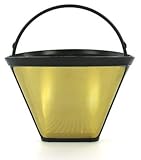 seleXions Kaffeefilter groß, Goldfilter, Titanfilter 1x4 6-12 Tassen Dauerfilter, Permanentfilter für alle Kaffeemaschinen als E