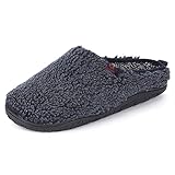 Gyllenhaal Herren Sherpa-Pantoletten mit Schnee-Spitzen und luxuriösem Fleece-Futter, Schlupf-Gummisohle, Memory-Schaum, Sherpa-Pantolette, Washed Peacoat Navy, 43/44 EU