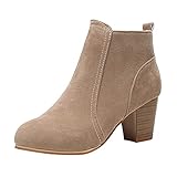 Geilisungren Damen Plateau Schuhe Mit Absatz Klobige Stiefel Mit Schnalle Ankle Boots High Heels Stiefeletten mit Blockabsatz Damenstiefel Reißverschluss Zipper Winterschuhe Frauen Herbst Combat B