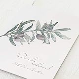 sendmoments Danke Hochzeit, Olivenzweig, Hochzeitskarten 5er Klappkarten-Set C6 105x148 mm, Dankeskarten personalisiert mit Text, optional passende Design-Umschläg