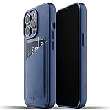 Mujjo iPhone 13 Pro Leder Hülle (Blau) - Premium Wallet Case - Kompatibel mit iPhone 13 Pro - Fächer für 2-3 Karten - Extra Dünn - Stoßfeste Schutzhülle - Kabelloses Laden - 6,1”