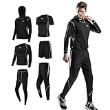 Superora 6 stück Fitness Bekleidungssets für Herren Workout-Kleidung Outfit Fitness Bekleidung Gym Outdoor,grau,XL