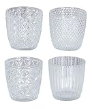 levandeo 4er Set Windlicht H7,5cm Glas Klarglas Klar Teelichthalter Kerzen Retro Kerze Transparent Kerzenhalter Tischdeko Dek