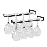PYSDWE Weinglasregal 2 stücke Lagerhalter Platz sparen Unterschrank Küche einzelner Reihenhaus einfach installieren stemware langlebige Restaurant Weinglasgestell Bequem und effizient (Color : Black)