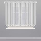 Schöne Fertiggardine für 150-300cm breite Fenster Gardine aus Voile mit Faltenband Kräuselband Weiß 150x400 cm LB-80 (150 x 400 cm)