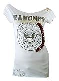 Amplified Elagantly Waisted Damen T-Shirt Weiss Official The Ramones Hey Ho Let's Go Logo You Special Edition L