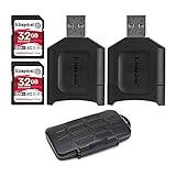 Kingston Canvas React Plus V90 UHS-II SDXC Karte mit UHS-II SD-Kartenleser (2er-Pack) und Speichergehäuse-Paket (3 Stück)
